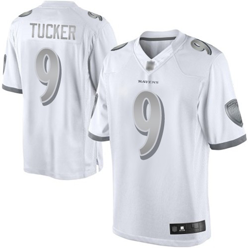 Baltimore Ravens Limited White Men Justin Tucker Jersey NFL Football #9 Platinum->baltimore ravens->NFL Jersey